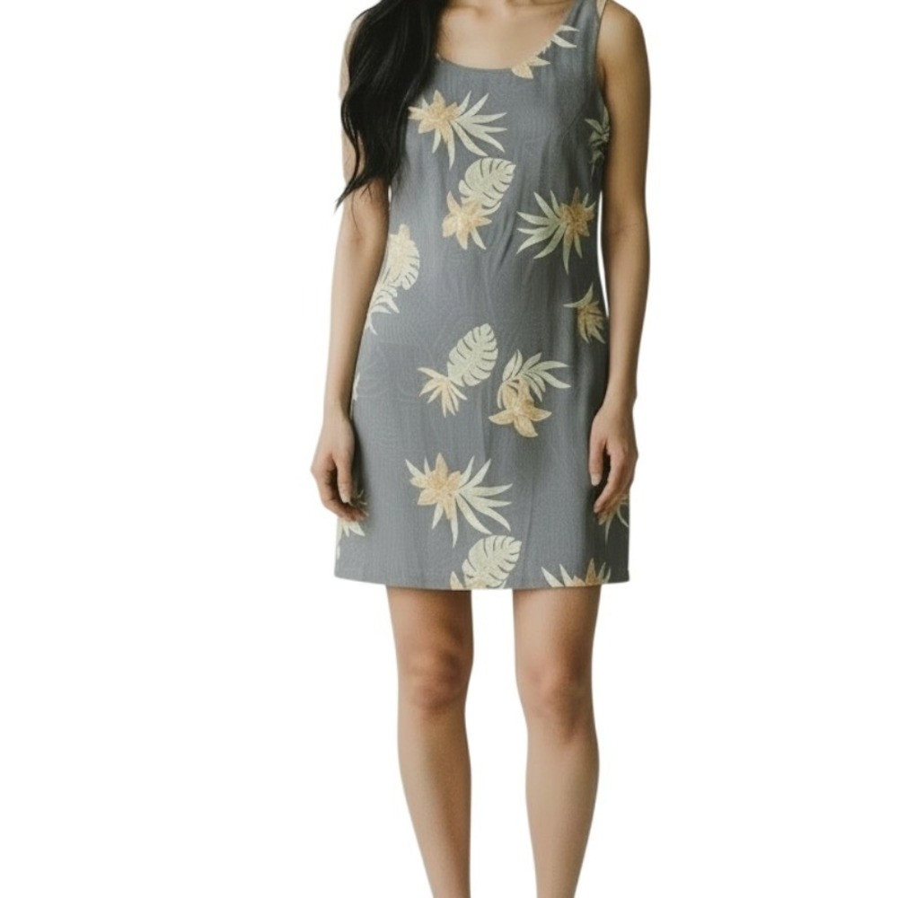 Luau Silk Tropical Floral Print Sleeveless Mini Dress Women's XS - Picture 2 of 10